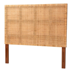 bali & pari Lesia Bohemian Natural Rattan and Mahogany Wood Queen Size Headboard